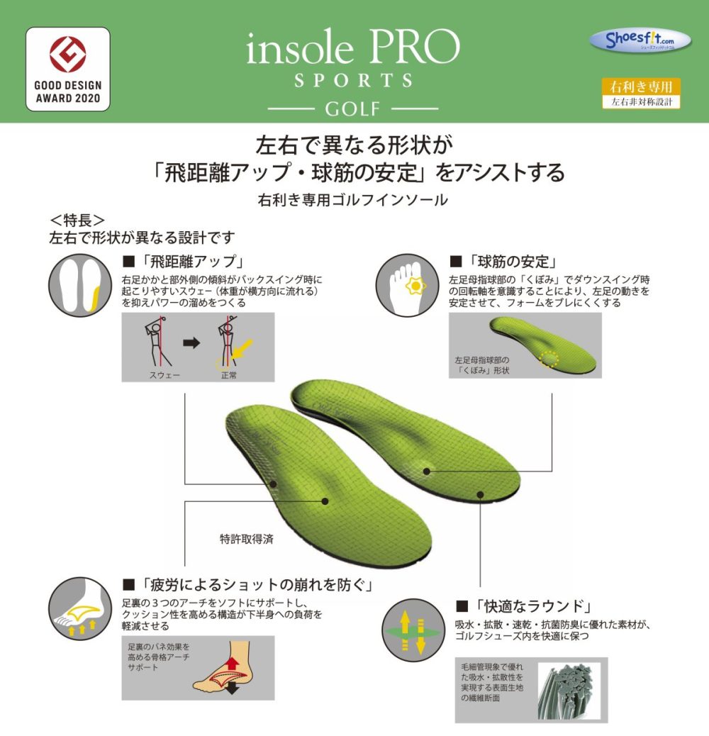 インソールは靴関連の総合製品メーカー・村井のゴルフ用インソールinsolePRO