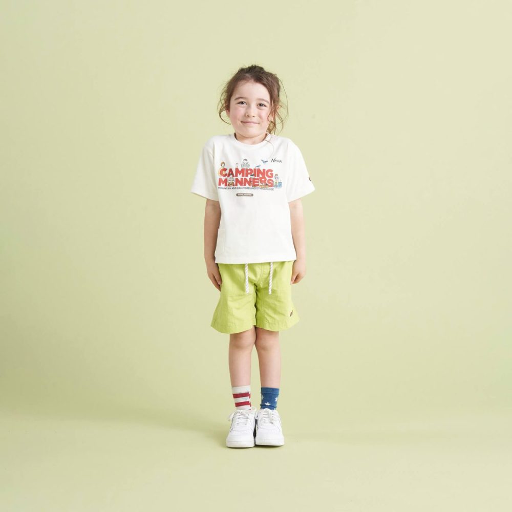 「ECO HYBRID CAMPING MANNERS SOAP BUBBLES KIDS TEE」￥4,400／4色展開（ブラック、ピンク、ホワイト、イエロー）