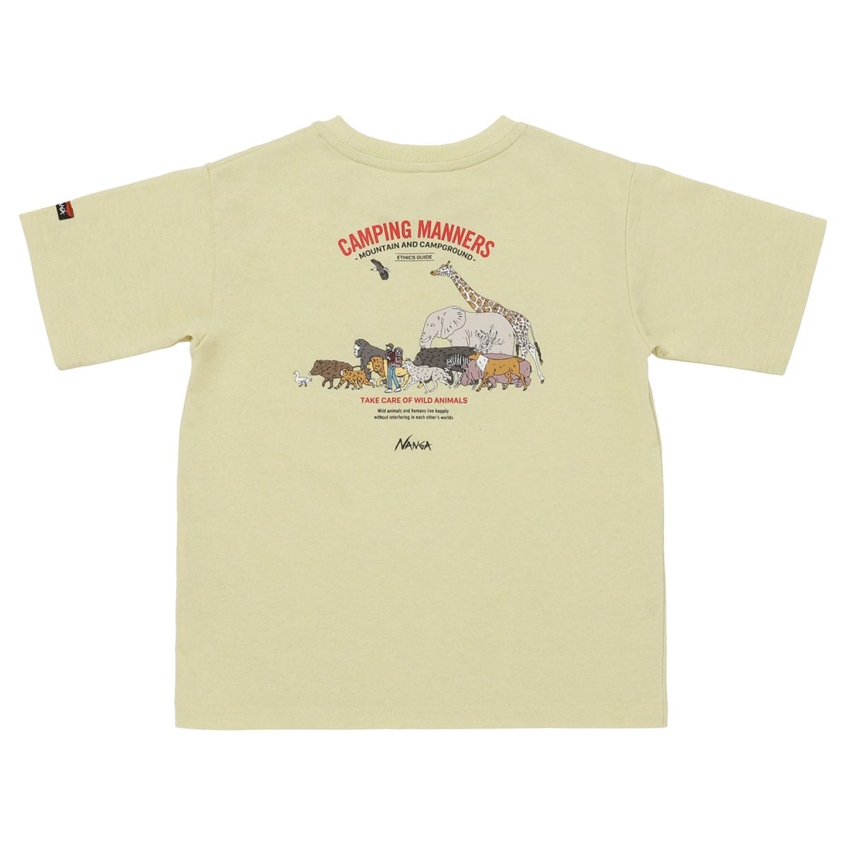 「ECO HYBRID CAMPING MANNERS WILD ANNIMALS KIDS TEE」￥4,400／イエロー