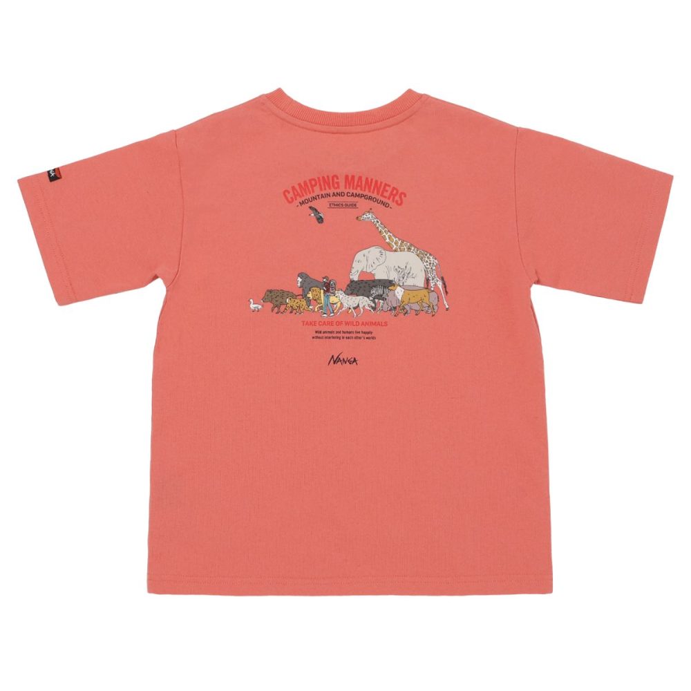 「ECO HYBRID CAMPING MANNERS WILD ANNIMALS KIDS TEE」￥4,400／ピンク