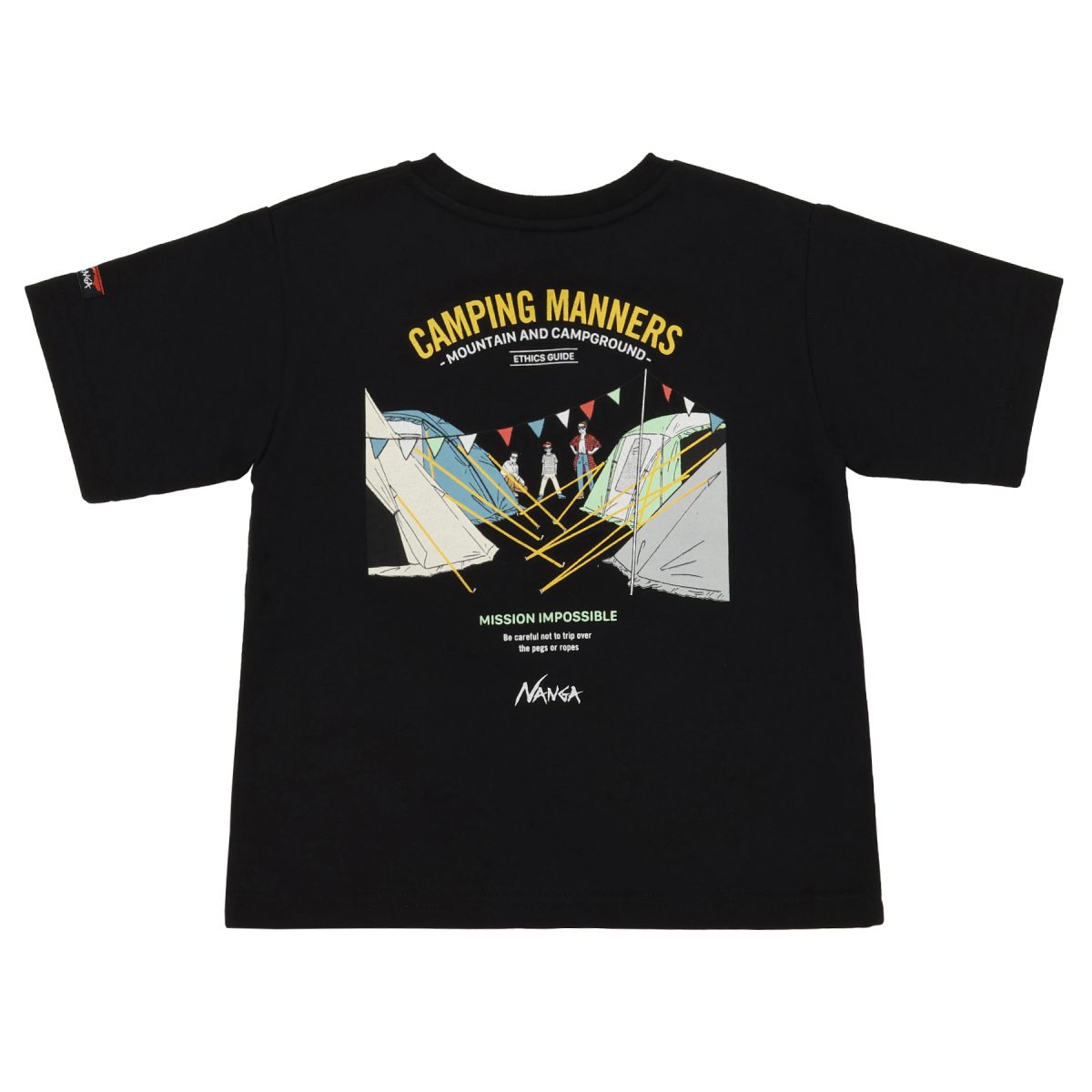 「ECO HYBRID CAMPING MANNERS PEG&ROPE KIDS TEE」￥4,400／ブラック