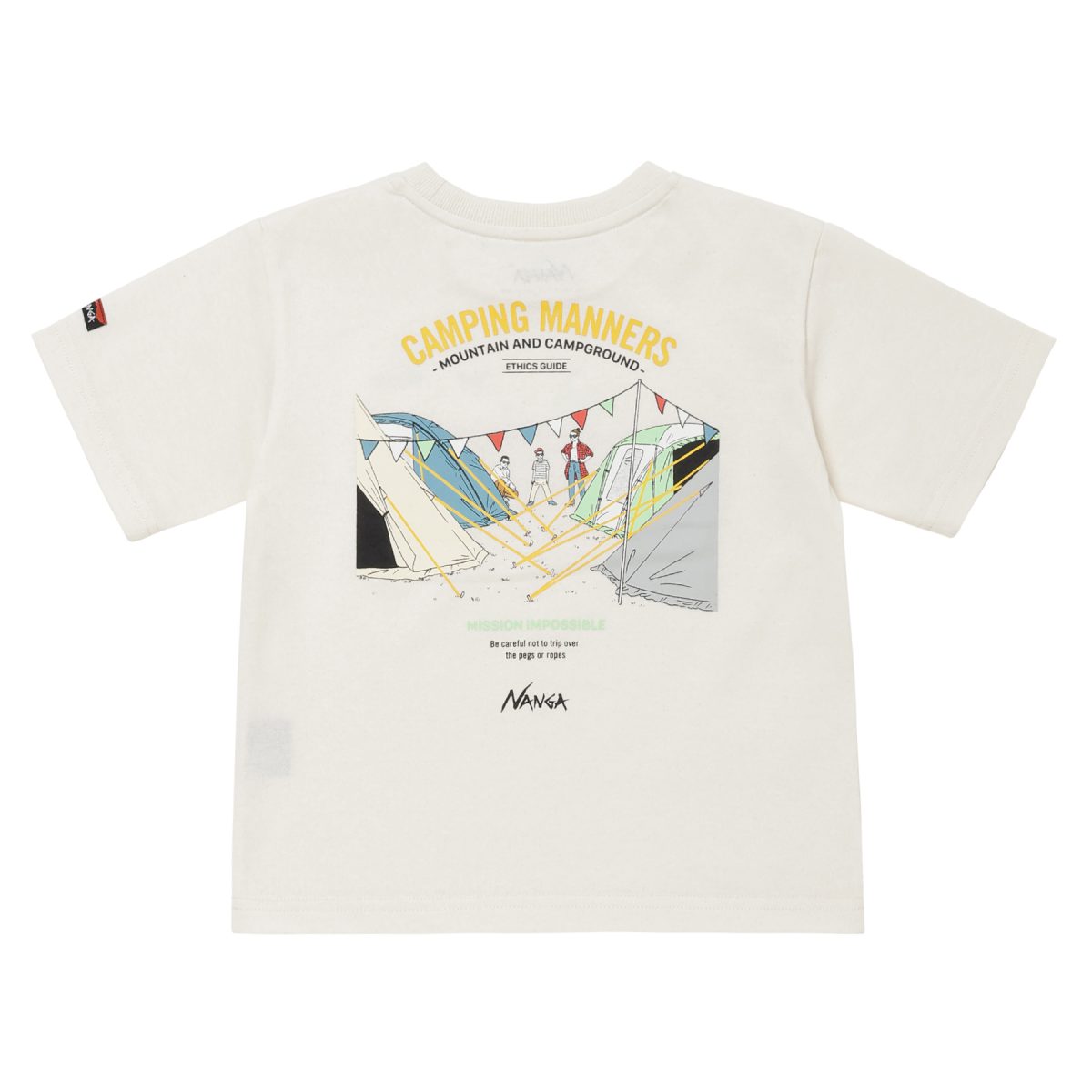 「ECO HYBRID CAMPING MANNERS PEG&ROPE KIDS TEE」￥4,400／ホワイト