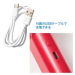 付属のUSBケーブルで充電できる