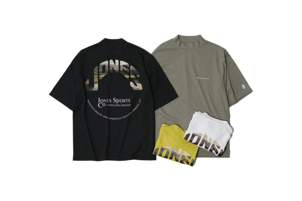 「モックネック半袖Tシャツ」各￥17,600／4色展開（ブラック、ホワイト、ブライトゴールド、オリーブグリーン）