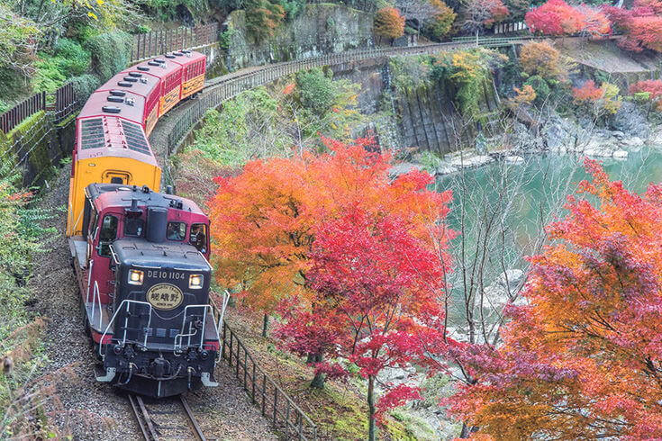 嵯峨野トロッコ列車：トロッコ列車で保津川渓谷を巡る