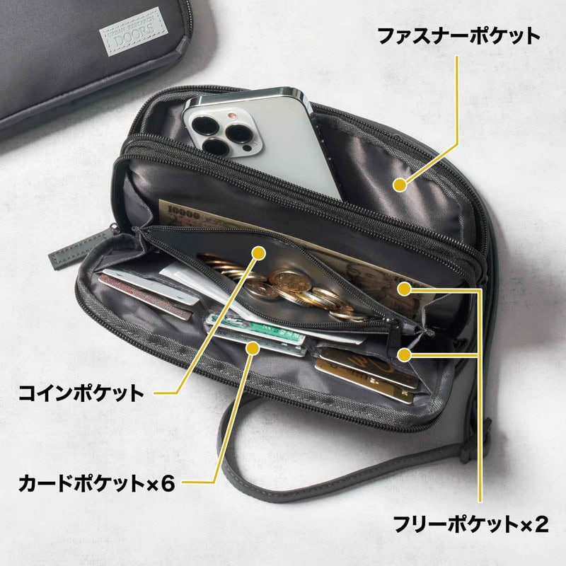 バッグ面と財布面が分かれた2層式のお財布ショルダーバッグ