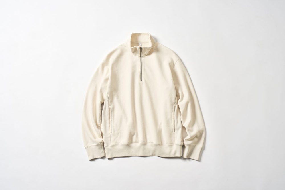 スウェットハーフジップシャツ 01 OFF WHITE ￥3,990