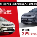 BYDから小型電気自動車「ドルフィン」の国内導入1周年を記念した限定車と特別仕様車が登場