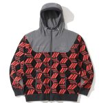 マーク＆ロナ「GeoLine Hybrid Hoodie Jacket」￥66,000／オレンジ