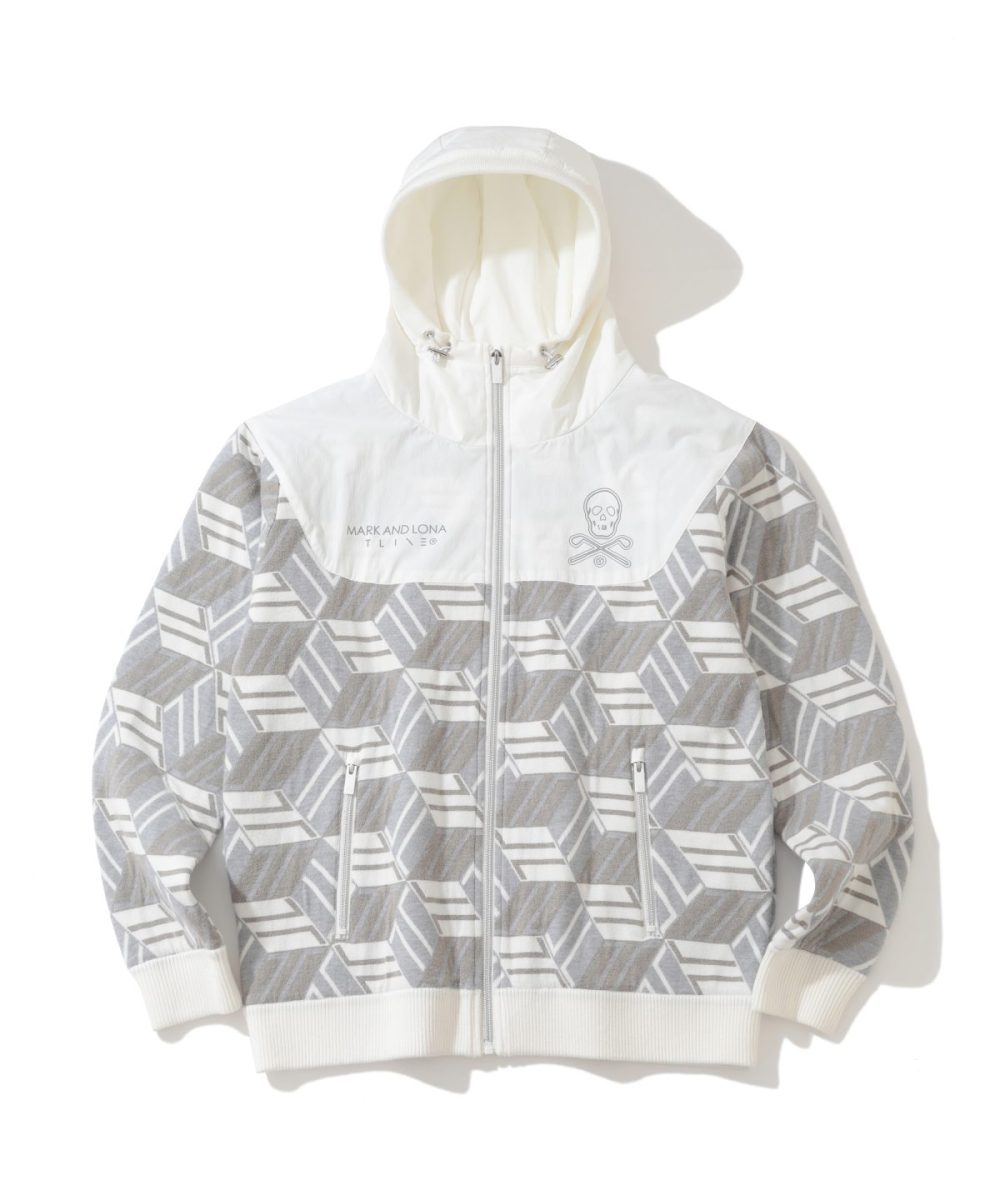 マーク＆ロナ「GeoLine Hybrid Hoodie Jacket」￥66,000／ホワイト