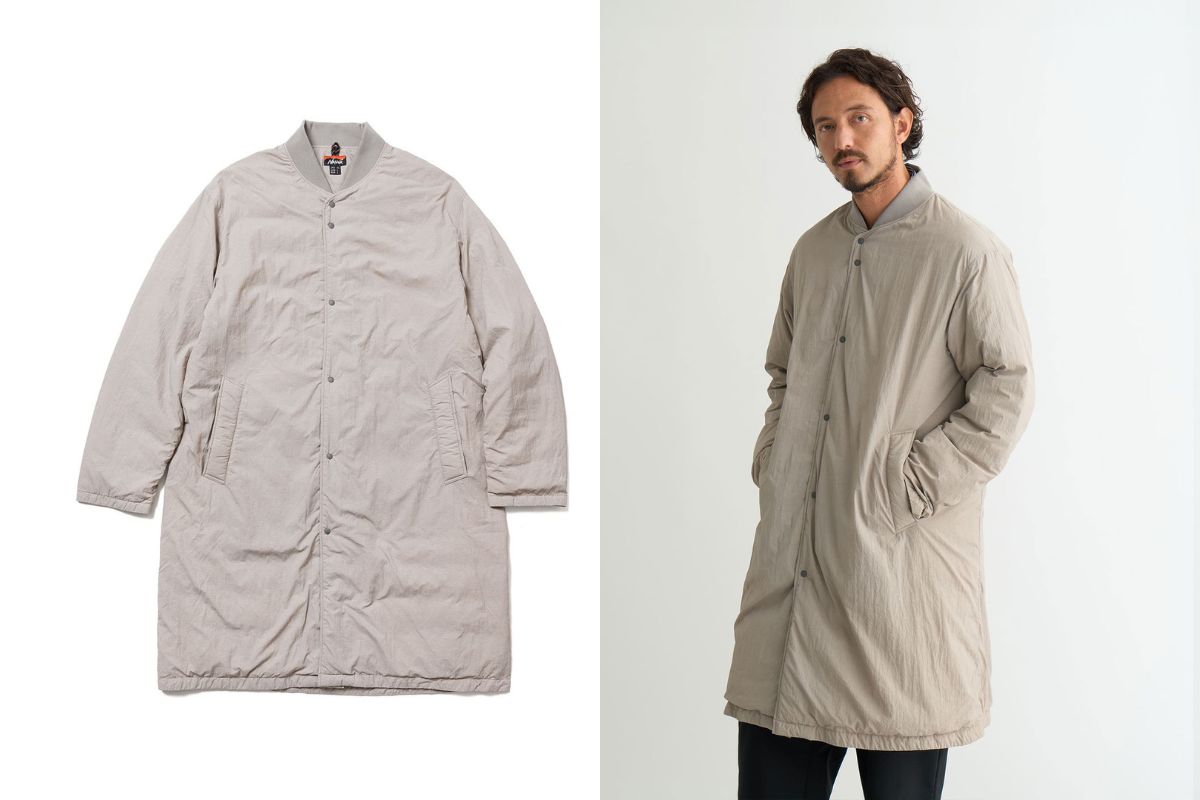 ナンガ「RIB COLLAR SOFT DOWN COAT」￥41,800／4色展開（ベージュ、イエロー、ブラック、グリーン）