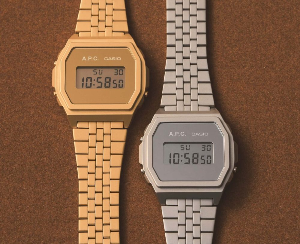 CASIO A.P.C. カシオ クラシック 左）A1000ACG-9JR　￥24,200 右）A1000ACD-7JR　￥22,000