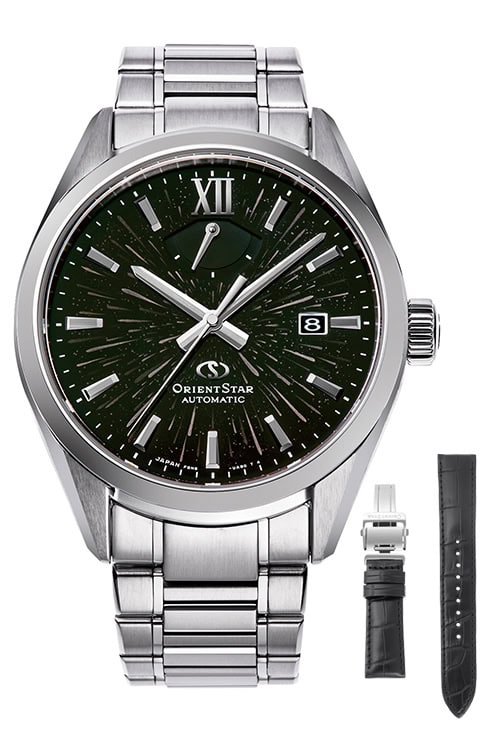 オリエントスター「M34 F8 デイト（RK-BX0007B）」￥407,000／自動巻（手巻付）／40㎜径／パワーリザーブは60時間以上／10気圧防水／国内80本限定