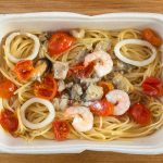 冷凍パスタでこんなに豪華な魚介のトッピングは初めての体験