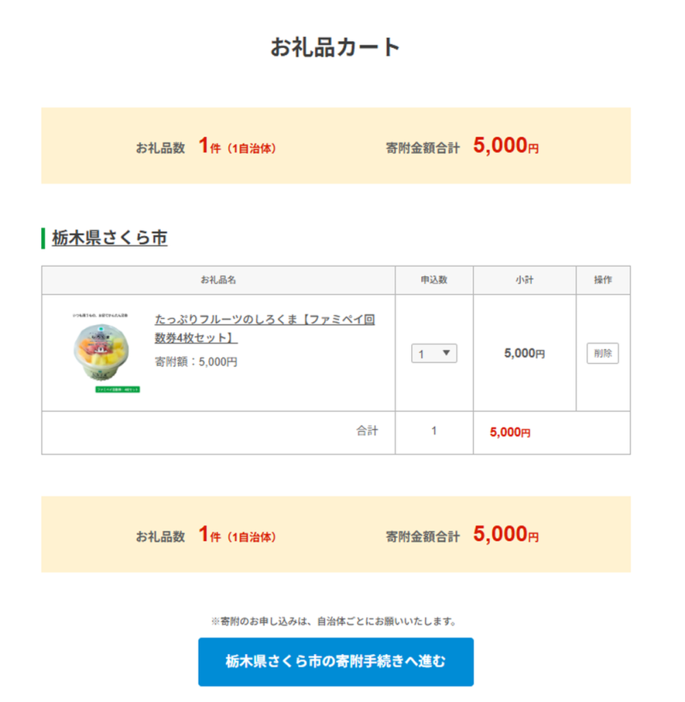 「ファミマふるさと納税」の寄付方法