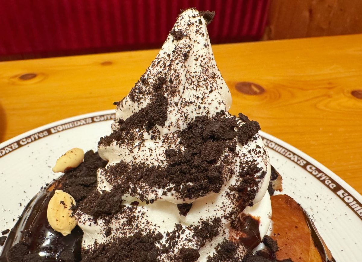 ココアクッキーとプレーンビスケットがトッピング