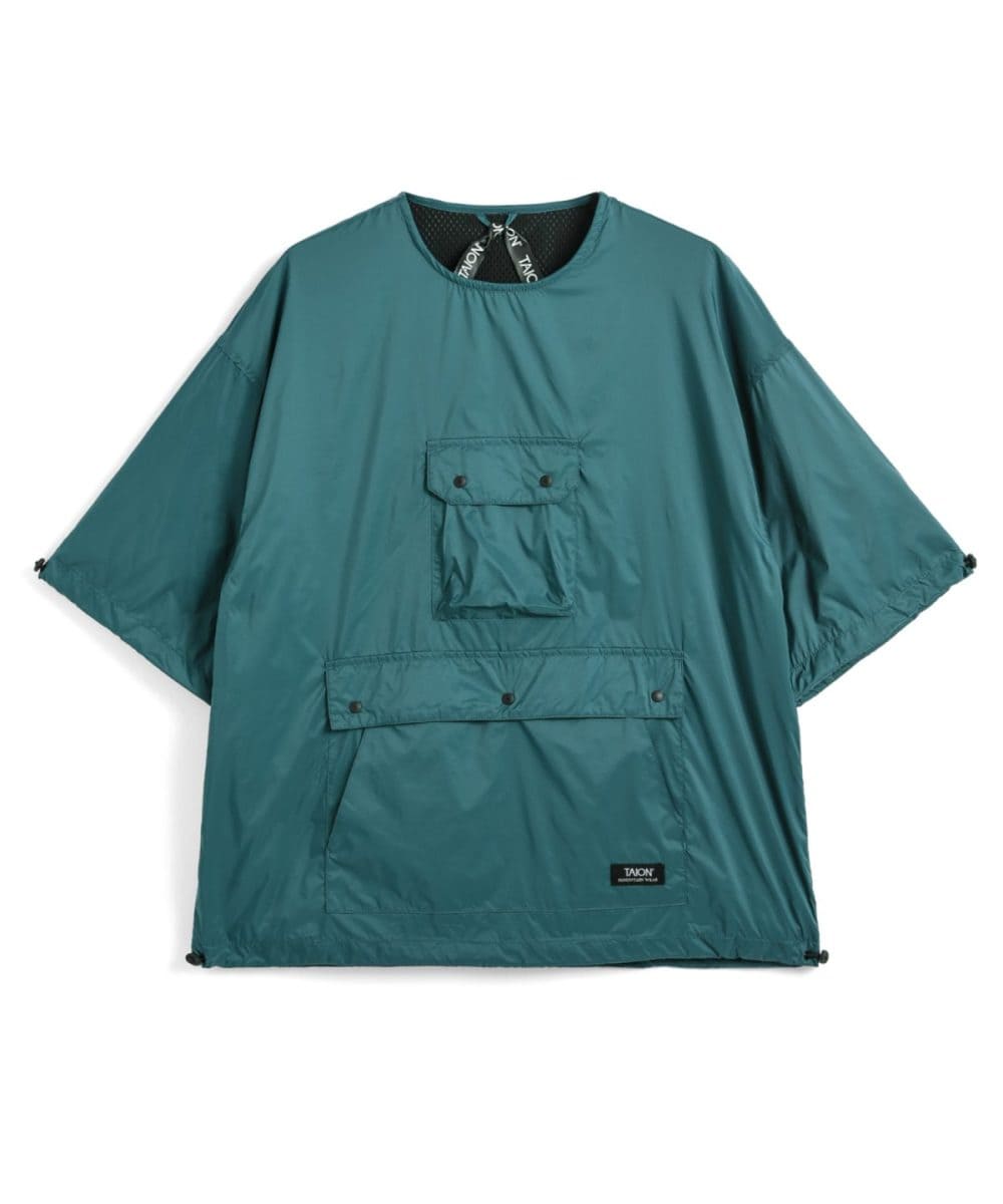 タイオン「クルーネック ハーフスリーブカットソー」￥5,940／ダークブルーグリーン