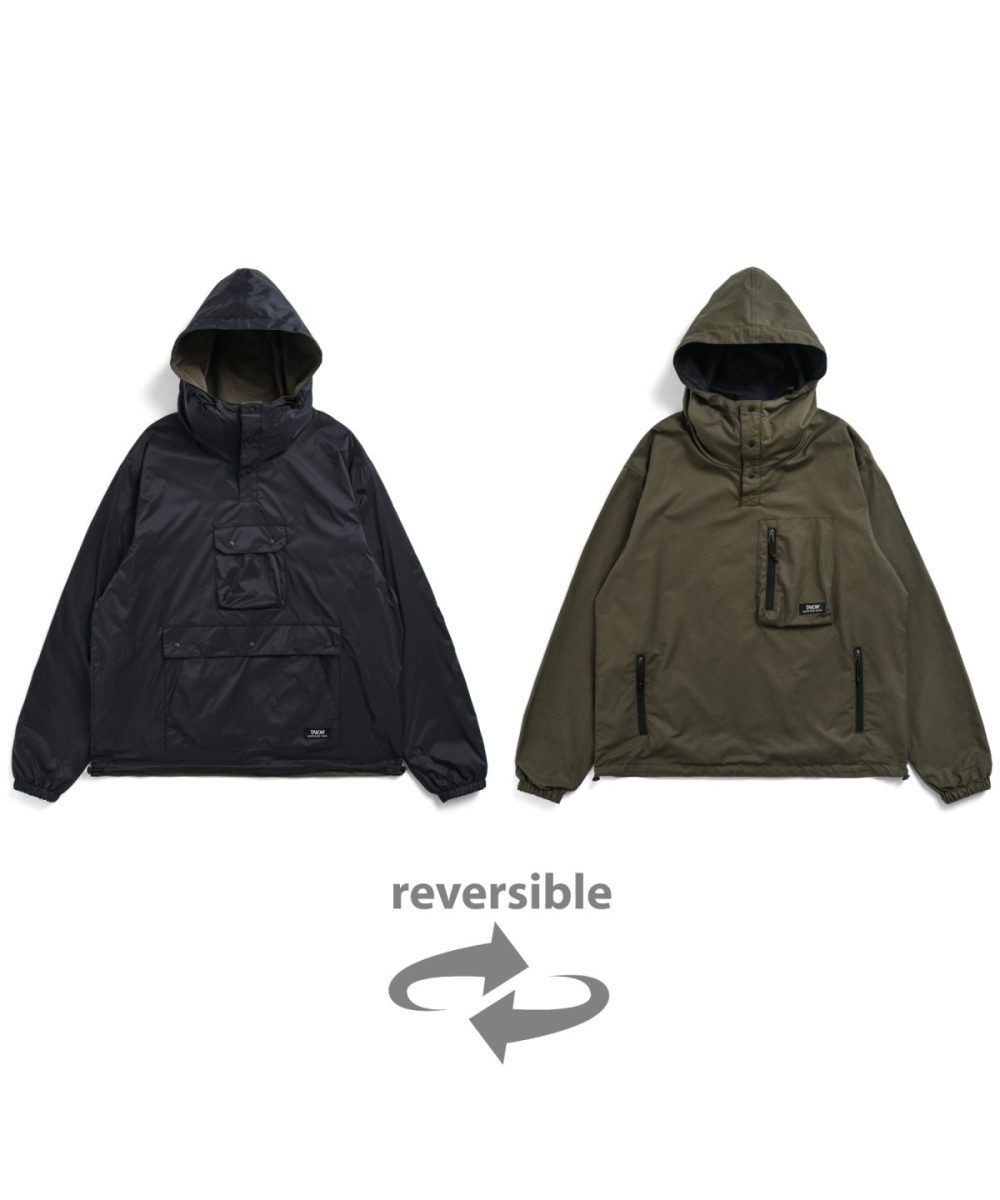 タイオン「リバーシブル フーディー」￥9,900／ブラック×オリーブ