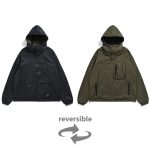タイオン「リバーシブル フーディー」￥9,900／ブラック×オリーブ