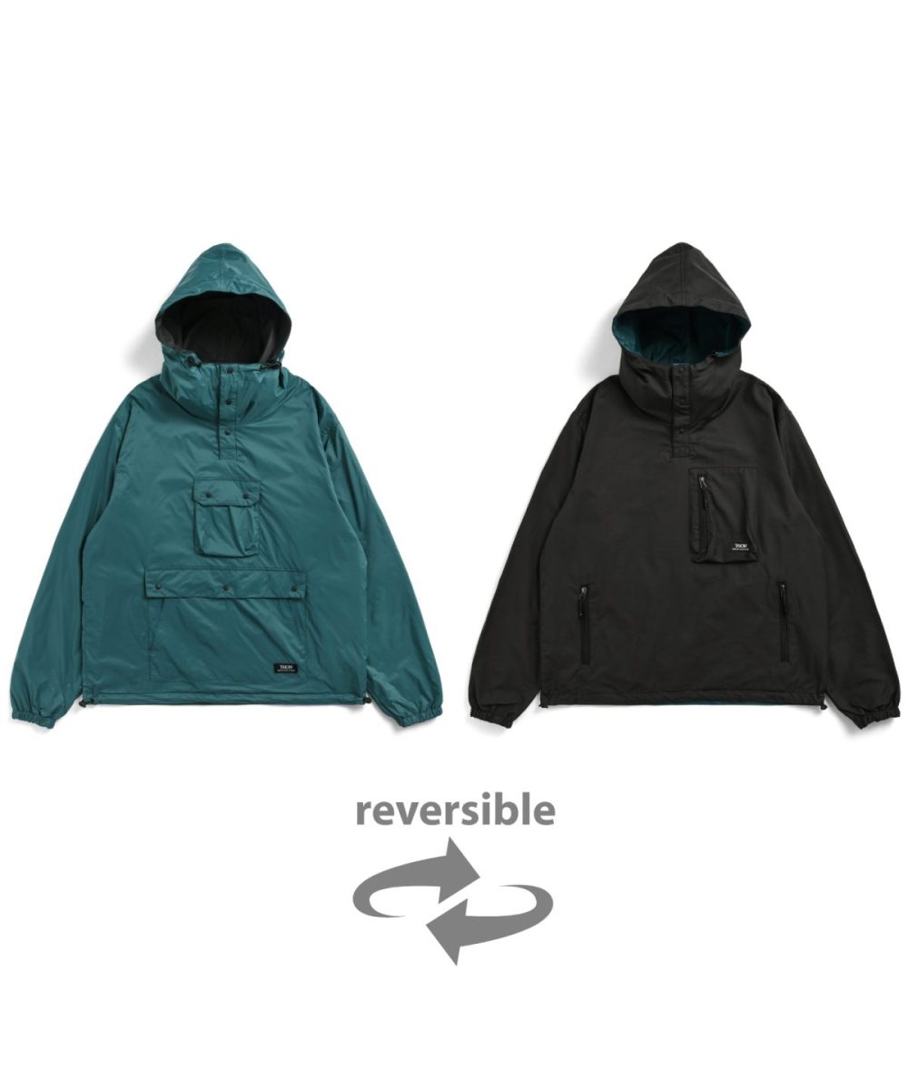 タイオン「リバーシブル フーディー」￥9,900／ダークブルーグリーン×ブラック