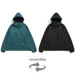 タイオン「リバーシブル フーディー」￥9,900／ダークブルーグリーン×ブラック
