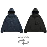 タイオン「リバーシブル フーディー」￥9,900／ダークネイビー×ブラック