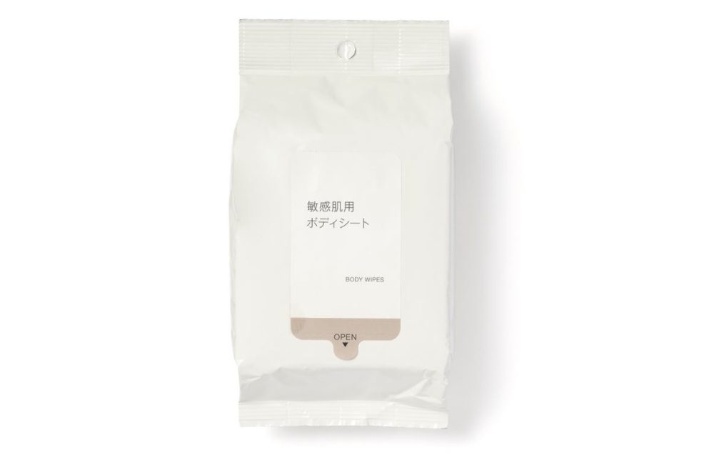 無印良品　敏感肌用ボディシート　20枚入り　￥490（税込み）