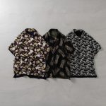 タイオン「リバーシブル アロハシャツ-ハーフスリーブ」各￥11,800／3種展開（ブラック×ジャパニーズウェーブ、ダークネイビー×フラミンゴ、オリーブ×パイナップル）
