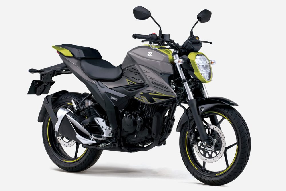 ジクサー150のオールドグレーメタリック／ラッシュグリーンメタリックカラー