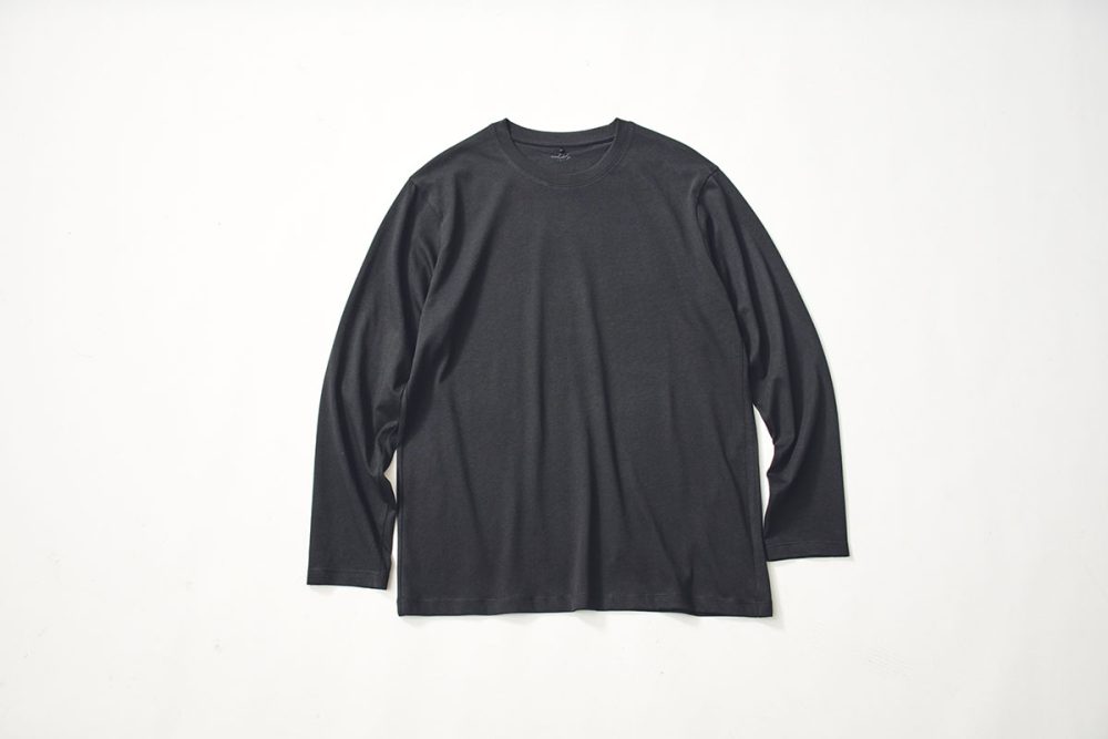 スーピマシルケットコットン長袖Ｔシャツ ブラック ￥1,260