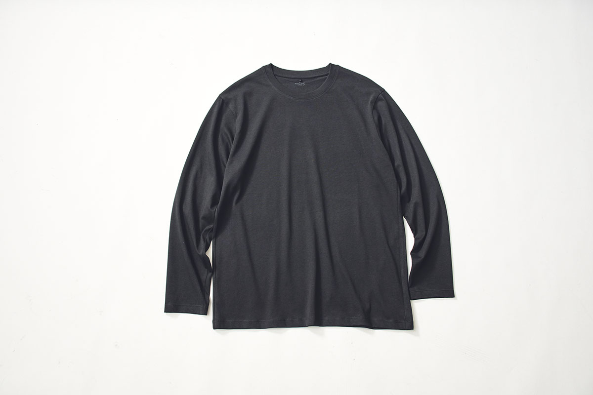 スーピマシルケットコットン長袖Ｔシャツ ブラック ￥1,260