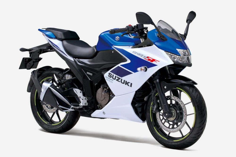 ジクサーSF250のトリトンブルーメタリック／パールグレッシャーホワイトカラー