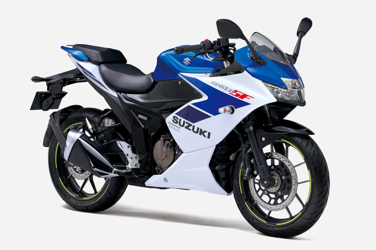 ジクサーSF250のトリトンブルーメタリック／パールグレッシャーホワイトカラー