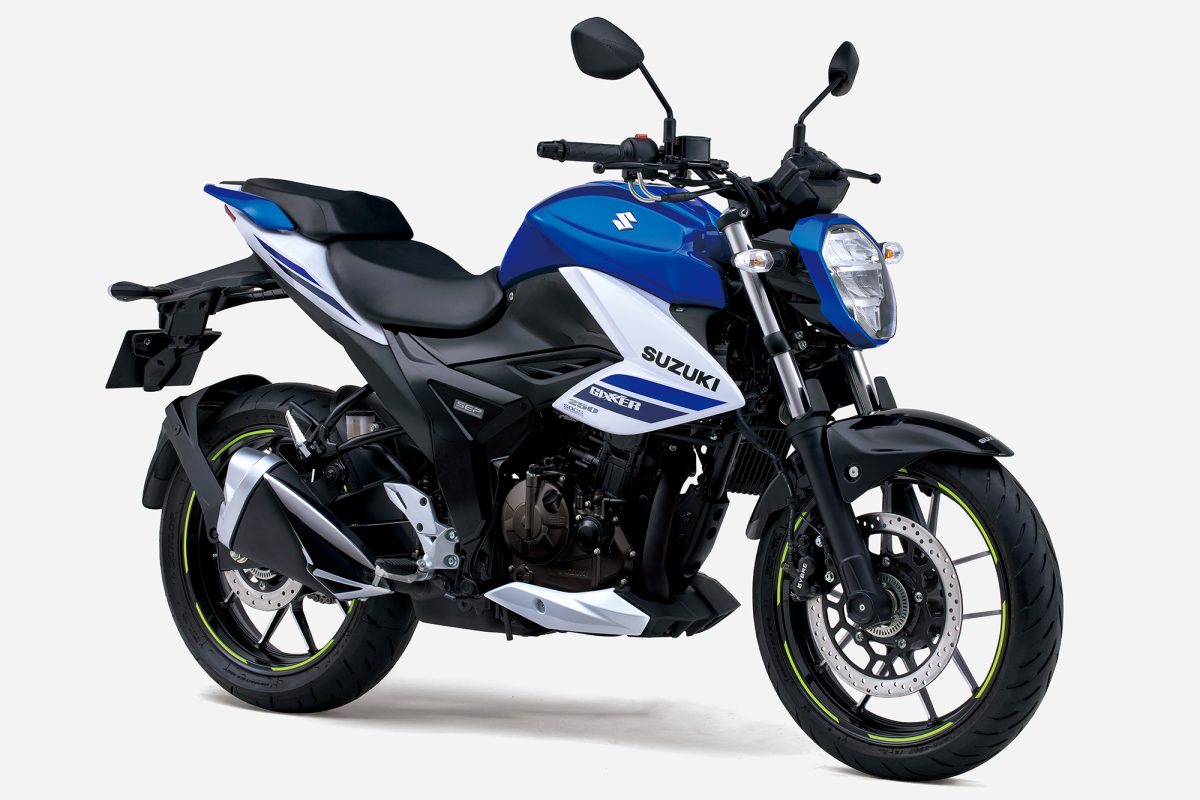 ジクサー250のトリトンブルーメタリック／パールグレッシャーホワイトカラー