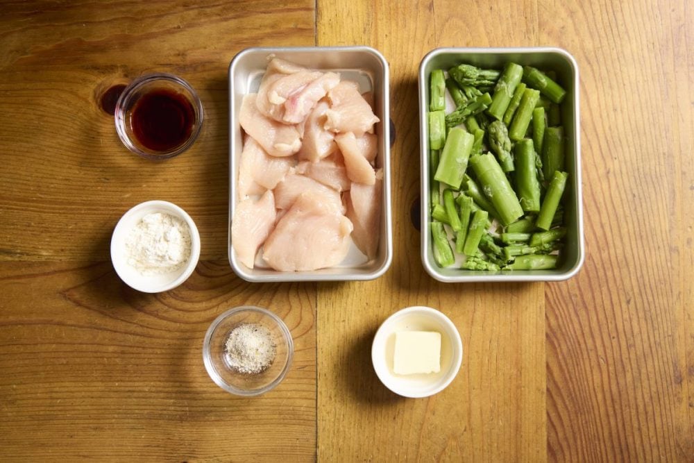 男の肉つまみ「醤油バターチキンとアスパラガスの極み乙女」レシピ