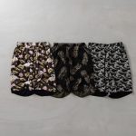 タイオン「リバーシブル アロハショーツ」各￥9,900／3種展開（ブラック×ジャパニーズウェーブ、ダークネイビー×フラミンゴ、オリーブ×パイナップル）