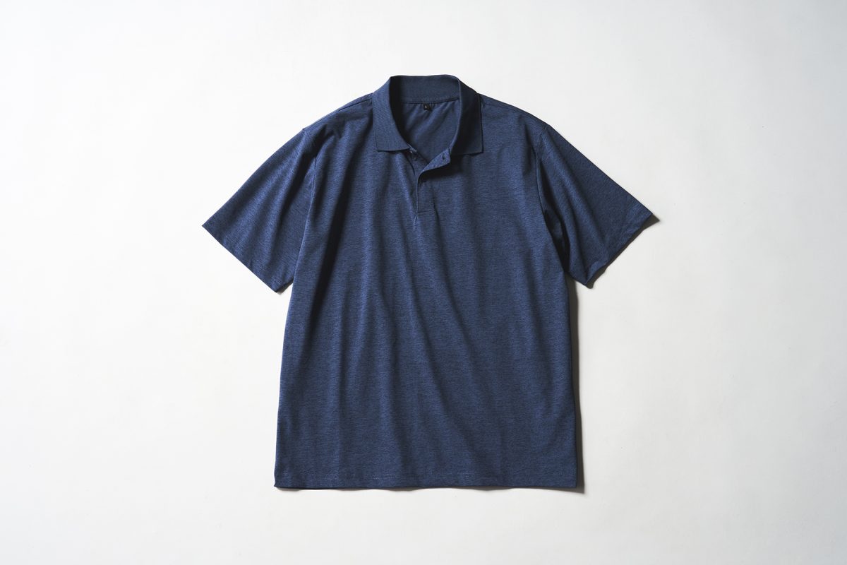 汗が染みても目立ちにくい半袖ポロシャツ モクブルー ￥980