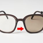 紫外線を浴びるとレンズの色がブラウンに変わる
