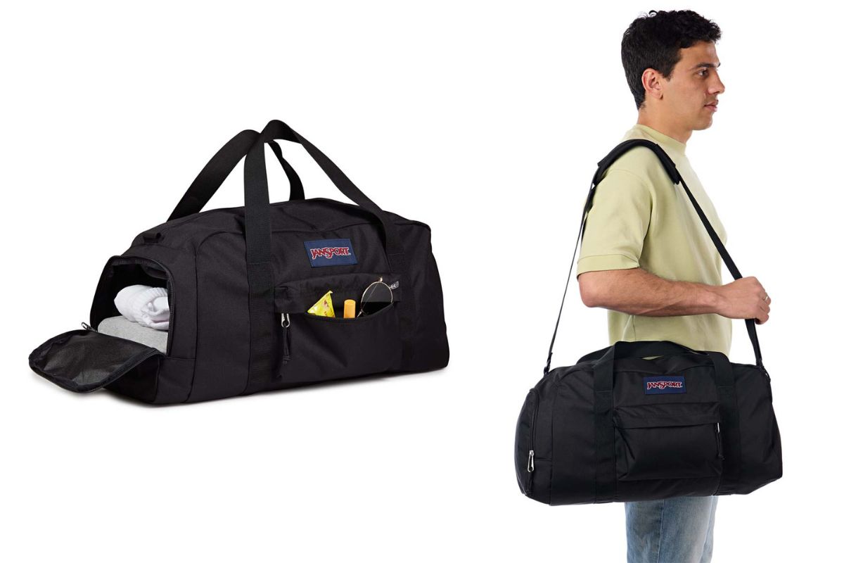 ジャンスポーツ「ウィークエンダー ミディアム ダッフル」￥9,350／H26.5×W52.5×D24㎝／40ℓ／0.4㎏