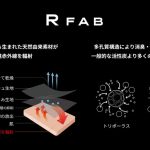 基幹技術の「R FAB™」は、ソニーが開発した米のもみ殻由来の多孔質カーボン素材「トリポーラス」を活用した特殊な生地