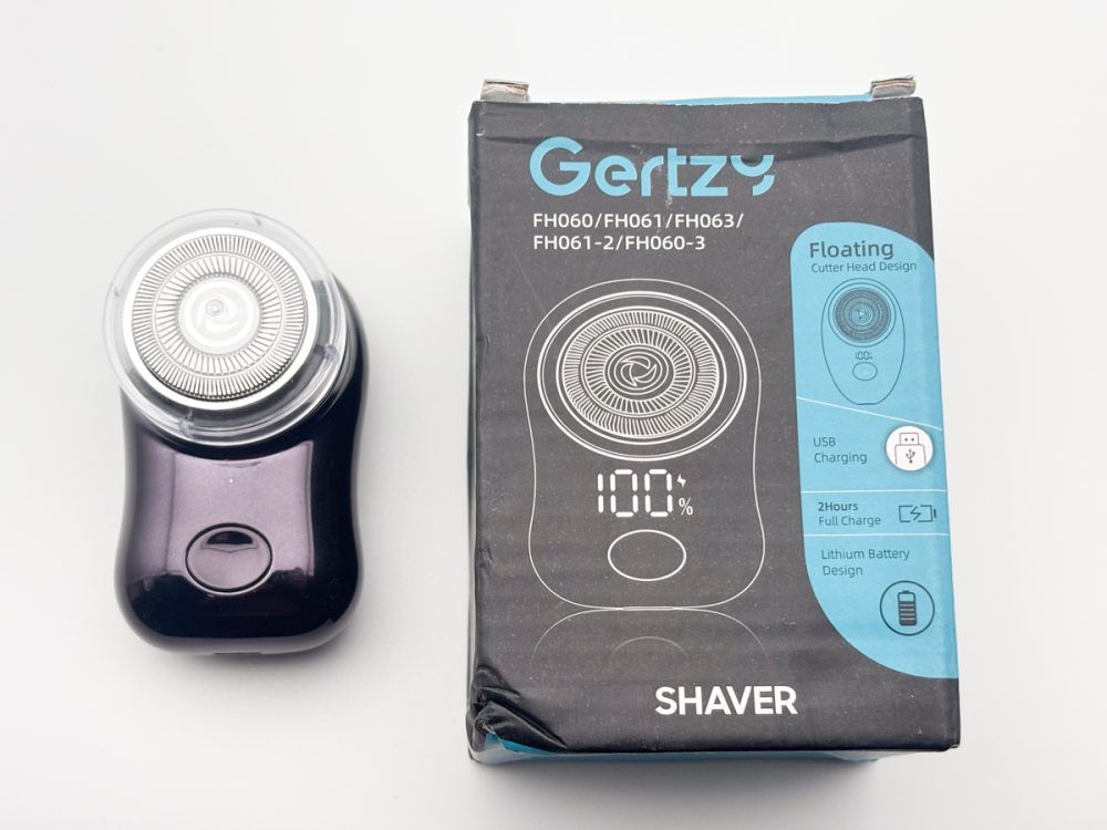 Gertzyメンズカプセル電気シェーバーの外箱は潰れてましたが、中はまったくのノーダメージ