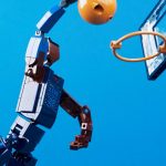 スラムダンクをするまさにその瞬間を切り取ったバスケットボール選手のフィギュア