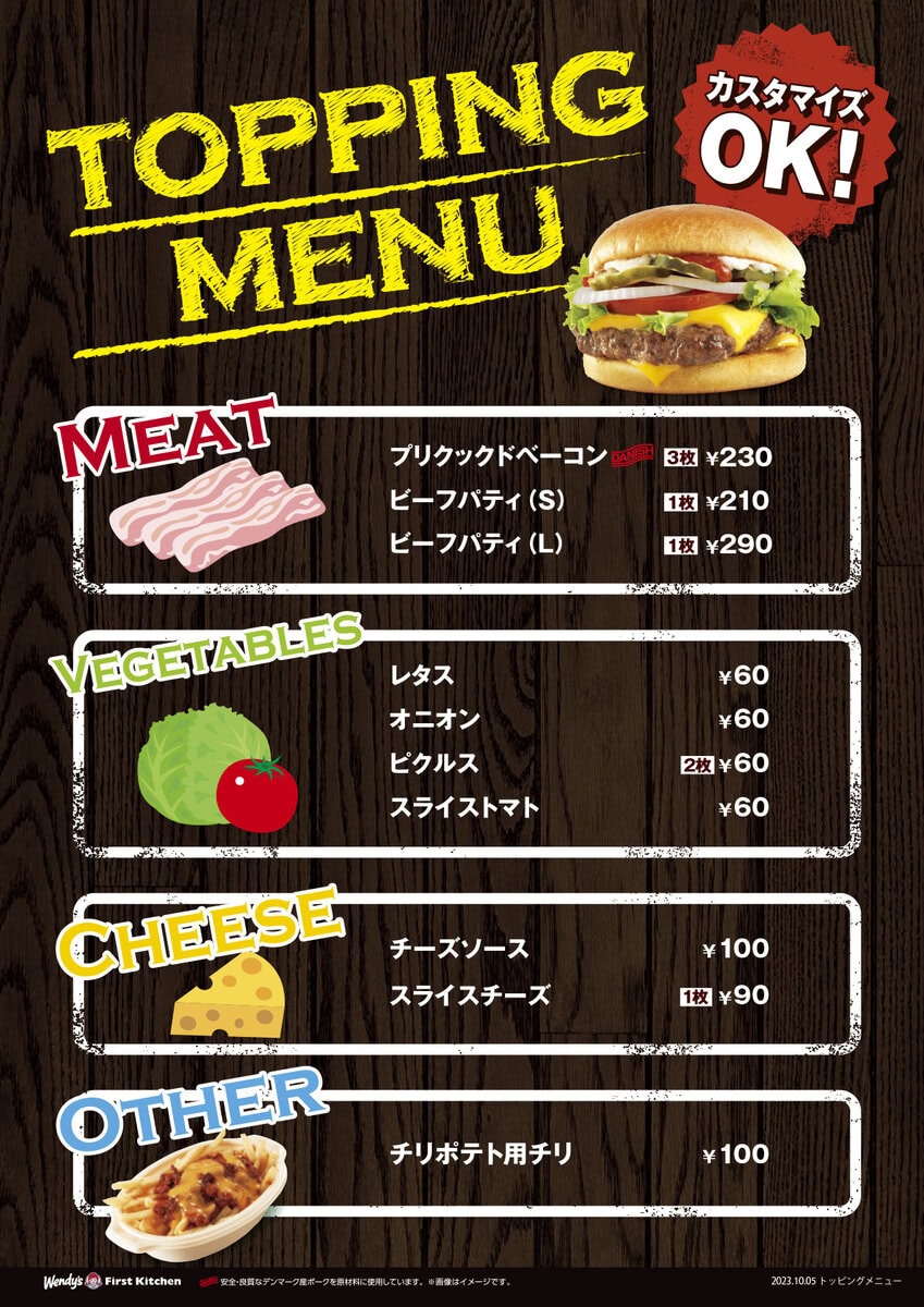 トッピングメニュー