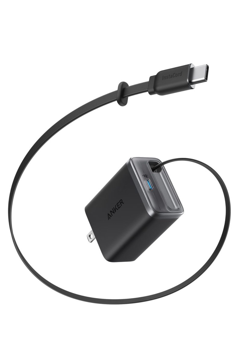 アンカー「Anker Nano Charger（35W, Built-In 巻取り式 USB-Cケーブル）」￥4,990／約61×48×30㎜（プラグと端⼦部を除く）／約110ｇ