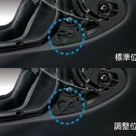 防曇シート装着用ピンの位置を後方に配置させることで視界のほぼ全域を防曇シートでカバー