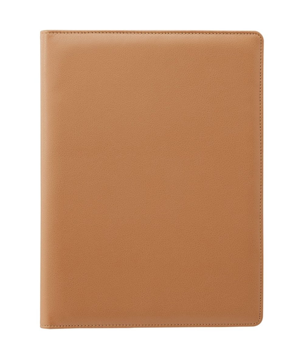 プラス「PU合成皮革クリップファイル」￥1,705／外寸縦320×横490㎜／480ｇ／ライトブラウン