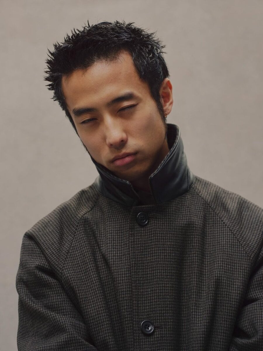 メンズビギ「COTTON TWILL × WOOL HOUND'S TOOTH REVERSIBLE COAT」￥88,000
