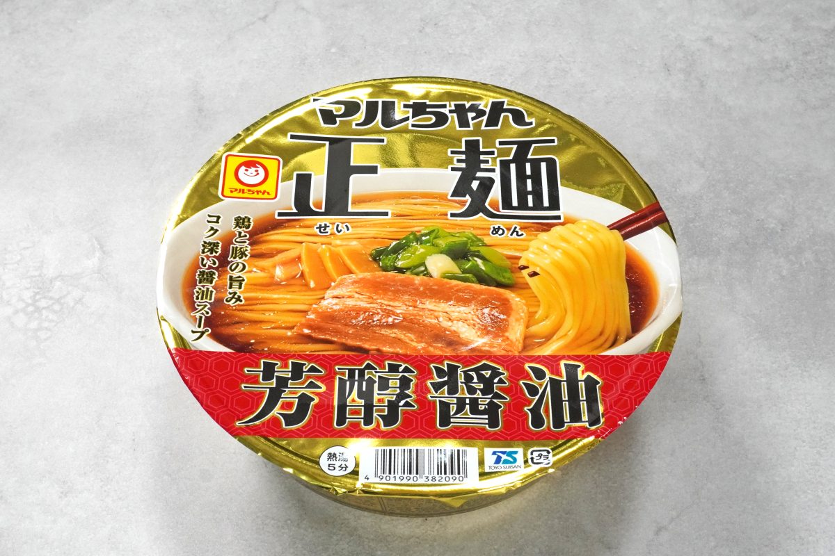 東洋水産　マルちゃん正麺 カップ 芳醇醤油 ￥278（税抜）