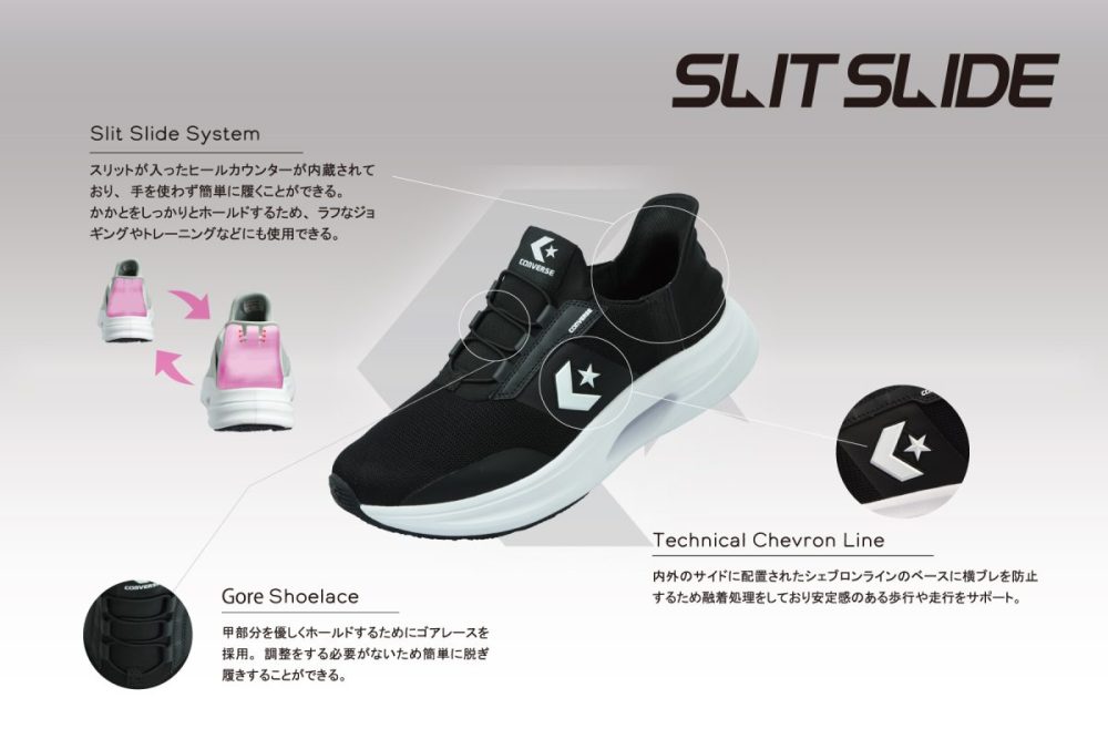 コンバースのハンズフリーシューズ「スリットスライド」