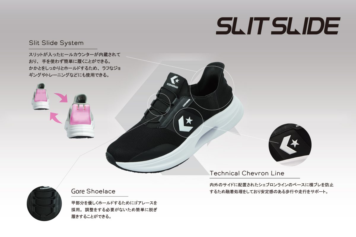 コンバースのハンズフリーシューズ「スリットスライド」